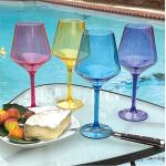 Colored Stemmed Acrylic Wine Glasses Set of 4