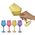 Colored Stemmed Acrylic Wine Glasses Set of 4