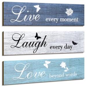 Rustic Wood Sign Set: Live Love Blessed Decor