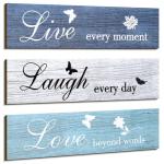 Rustic Wood Sign Set: Live Love Blessed Decor