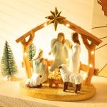 Nativity Scene Figurine with Lights for Christmas