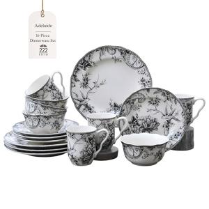 Adelaide 16-Piece Black Porcelain Dinnerware Set
