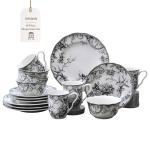 Adelaide 16-Piece Black Porcelain Dinnerware Set