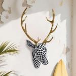 Mosaic Deer Head Wall Decor – Black and White