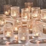 30 Pack Vintage Clear Glass Votive Candle Holders