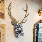 Mosaic Deer Head Wall Decor – Black and White