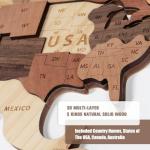 3D Wooden World Map Wall Art Decoration