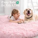 Light Pink Round Fluffy Rug for Kids' Room
