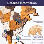 3D Wooden World Map Wall Decor & Push Pins