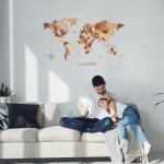 3D Wooden World Map Wall Art Decoration