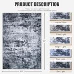 Black 5x7 Washable Modern Abstract Area Rug