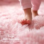 Light Pink Round Fluffy Rug for Kids' Room