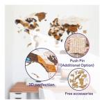 3D Wooden World Map Wall Decor & Push Pins