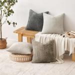 Set of 4 Neutral Chenille Throw Pillow Covers