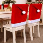 Set of 4 Red Flannel Santa Hat Chair Covers