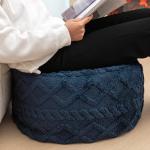 Modern Dark Blue Round Pouf Ottoman for Home
