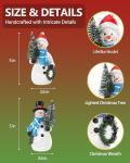 Lighted Snowman Figurines with Tree Wreath Decor