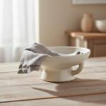 Creative Co-Op White Stoneware Bowl with Glaze