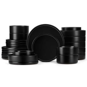 Herogo Matte Black Dinnerware Set for 6