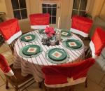 Set of 4 Red Flannel Santa Hat Chair Covers