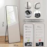 Black 57-Inch Full-Length Door Mirror with Stand