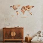 3D Wooden World Map Wall Art Decoration
