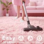 Light Pink Round Fluffy Rug for Kids' Room