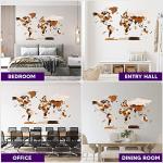 3D Wooden World Map Wall Decor & Push Pins