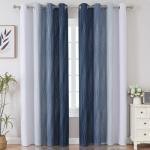 Navy Blue and Grey Blackout Curtains, 84 Inches