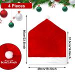 Set of 4 Red Flannel Santa Hat Chair Covers