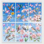 Bird and Floral Window Clings - 9 Reusable Decals