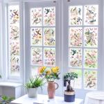 Bird and Floral Window Clings - 9 Reusable Decals