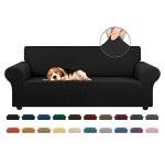 Stretch Sofa Cover for 3-Cushion Couch, Black