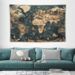 Geographical Tapestry Map Wall Hanging Curtain 40"x60