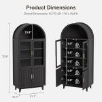 Arched Black Cabinet with Glass Doors and Wood Legs