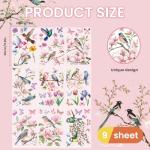 Bird and Floral Window Clings - 9 Reusable Decals