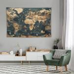 Geographical Tapestry Map Wall Hanging Curtain 40"x60