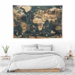 Geographical Tapestry Map Wall Hanging Curtain 40"x60