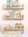 Set of 3 Natural Wood Floating Nursery Shelves