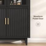 Arched Black Cabinet with Glass Doors and Wood Legs