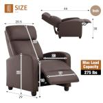 Brown Leather Recliner Chair for Living Room