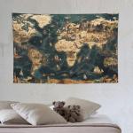 Geographical Tapestry Map Wall Hanging Curtain 40"x60