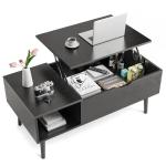 Black Lift Top Coffee Table with Storage Shelf