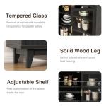 Arched Black Cabinet with Glass Doors and Wood Legs