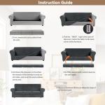 Dark Grey Velvet Stretch Couch Covers - 4 Pieces