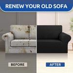 Stretch Sofa Cover for 3-Cushion Couch, Black