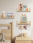 Set of 3 Natural Wood Floating Nursery Shelves