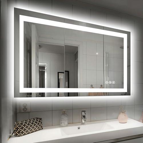 Hivone 40X32 LED Bathroom Mirror with Lights, Anti-Fog, Dimmable, Backlit + Front Lit, Smart Bathroom Vanity Mirror, Memory Function, Shatterproof, Tempered Glass (Horizontal/Vertical)