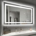Hivone 40X32 LED Bathroom Mirror with Lights, Anti-Fog, Dimmable, Backlit + Front Lit, Smart Bathroom Vanity Mirror, Memory Function, Shatterproof, Tempered Glass (Horizontal/Vertical)