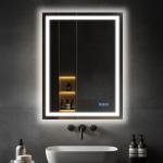 Antok 24"x 36" LED Bathroom Mirror with Lights, Anti-Fog, Dimmable, Lighted Vanity Mirror with Tempered Glass, Memory Function, 3 Light Modes, Safe Use, Horizontal, Vertical, Wall Mount